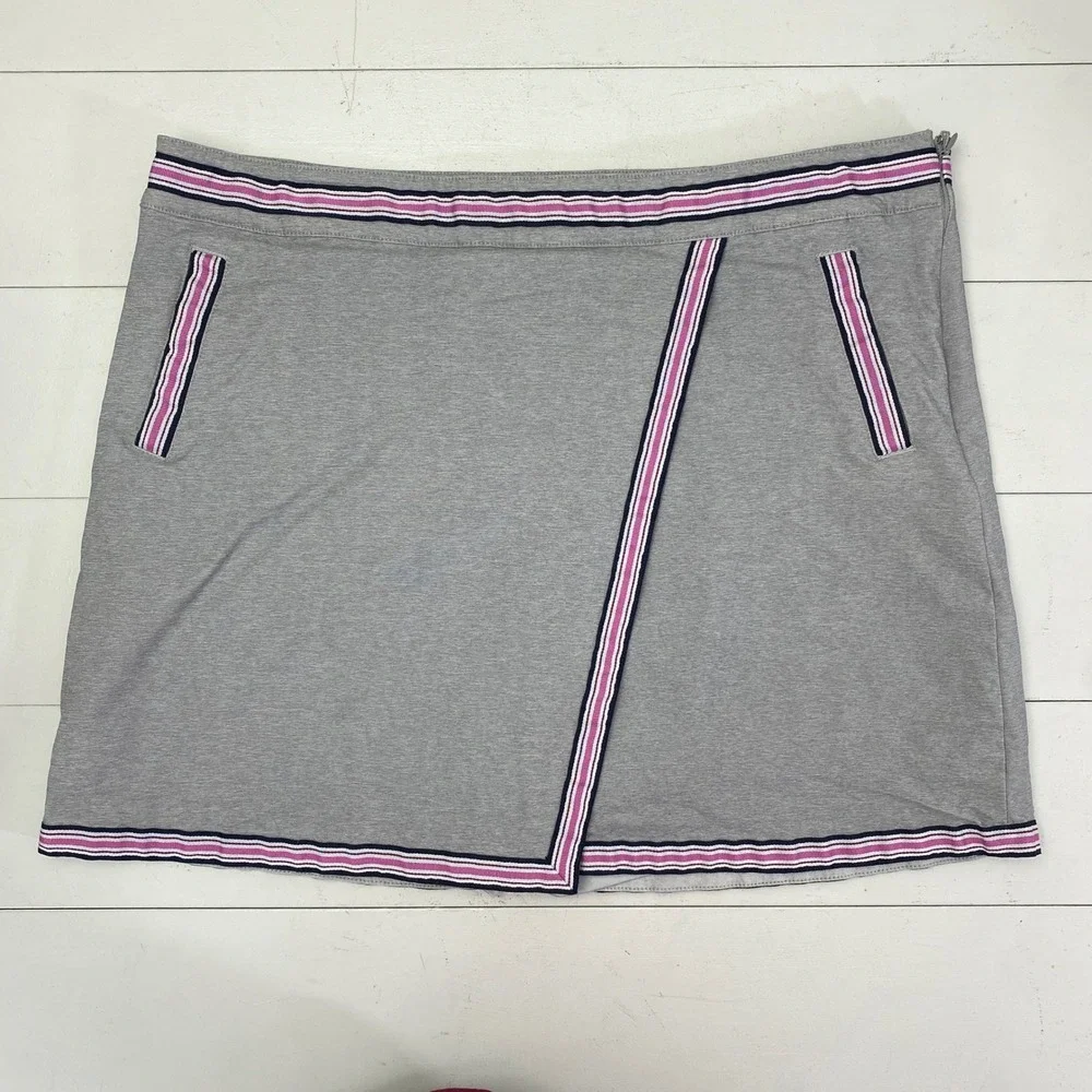 Lady Hagen Golf Skort Womens 16 Gray Stripe Active Athletic Skirt Tennis Preppy